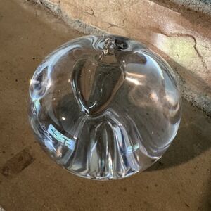 Simon Pearce Crystal Apple Paperweight Hand Blown Glass Signed VT USA